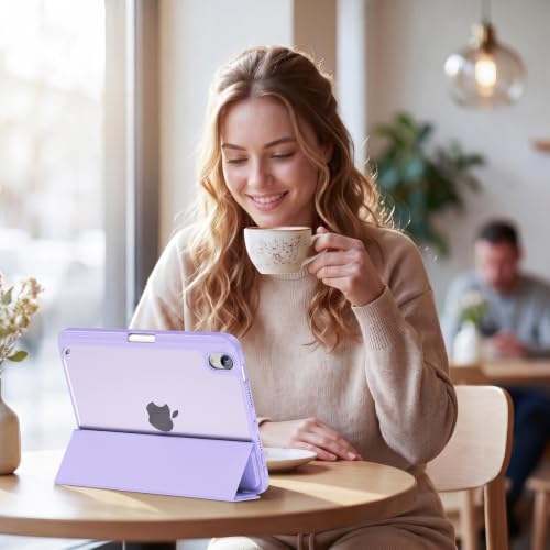 Image of ProCase Smart Case for iPad mini 7 A17 Pro 2024 /Mini 6 2021 8.3-Lightpurple | Slim iPad Mini 7th /6th Gen Case with Pencil Holder Hard Back Cover for iPad Mini 8.3 Inch 7th Gen /6th Gen