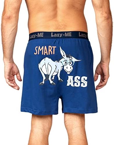 Lazy Me Men's Funny Novelty Boxer Shorts Humorous Underwear, Gag Gifts for Him, Smart Ass, Size Large