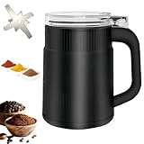 Kleine Getreidemühle für den Haushalt, Kaffeebohnenmahlen, 28000 U/min Edelstahl Multifunktionale Pulvermühle, 8 Klingen, für Kaffeebohnen Nüsse Gewürze Getreide Kräuter Zucker Reis(Schwarz)