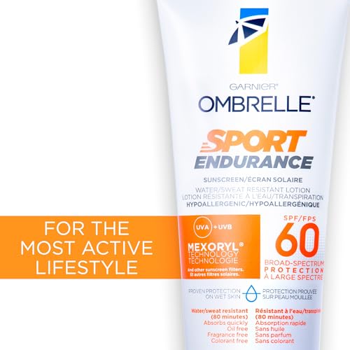 Garnier Ombrelle Sport Endurance Sunscreen Lotion, SPF 60, Body Sunscreen, Broad Spectrum UVA & UVB Sun Protection, Suitable for Sensitive Skin, Water and Sweat Resistant, Non-Greasy, 231ml - Image 3