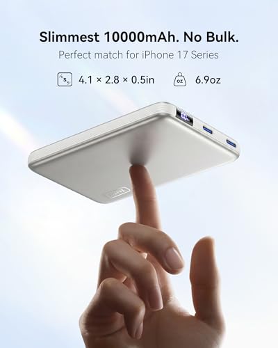 Image of INIU Slimmest Power Bank for MagSafe, 10000mAh Qi2.2 Certified 25W Wireless & 45W Wired USB C Fast Charging Portable Charger, Flight-Safe Travel Phone Magnetic Battery Pack for iPhone etc, White