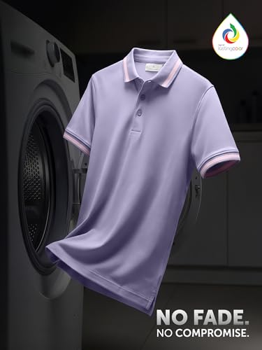 Image of XYXX Men's Apex Mercerized Cotton Striped Collar Pique Polo T-Shirt