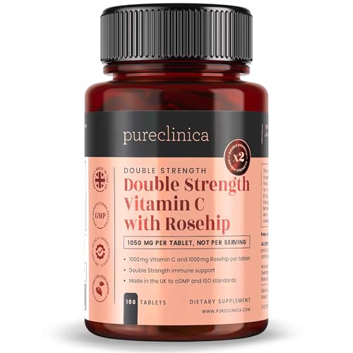 VITAMIN C mit HAGEBUTTE - 2000 mg (1000 mg Vit C & 1000 mg Hagebuttenextrakt) x 180 TABLETTEN - 6 MONATE VORRAT! Artikelnummer: ROSEC3
