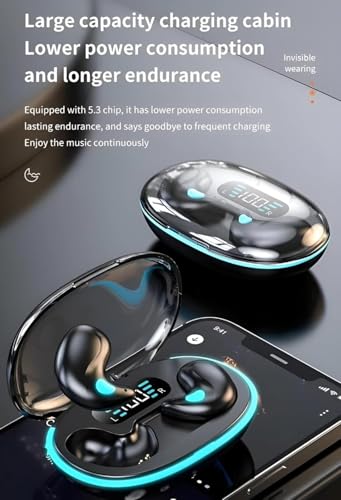 Image of S55 Bluetooth Open Ear Wireless Sleeping Earbuds, BT5.4 Headphones, Button Control & Type-C Fast Charging, ENC Call Noise Reduction, Ideal for Sleeping, Meditation and Entertainment. (Beige) (Black)