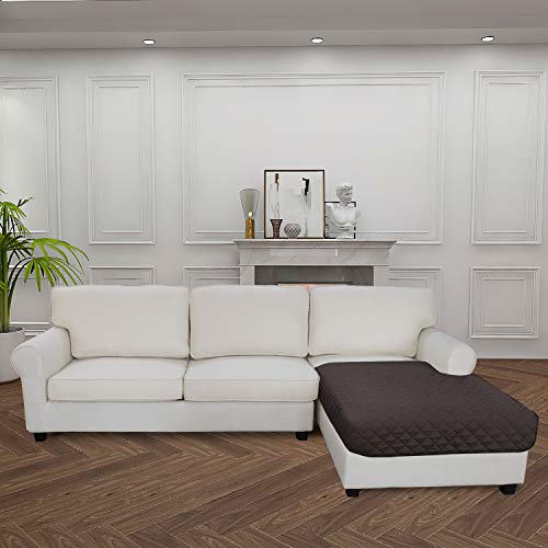 Image of Easy-Going L Shape Sectional Sofa Slipcover 42 x 68 Inches Rectangular Chaise Lounge Reversible Furniture Protector for Pets Kids Children Dog Cat (Chocolate /Chocolate)