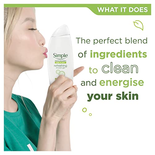 Simple Kind to Skin Refreshing Shower Gel pack of 6 UK's #1 facial skin care brand* body wash for all skin types 500 ml - Image 4