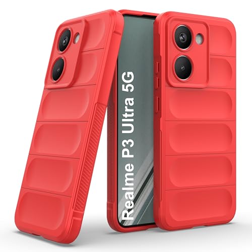 Image of amazon basics Back Case Cover for Realme P3 Ultra 5G | Compatible for Realme P3 Ultra 5G Back Cover | Liquid Silicon Magic Case with Camera Protection | Red
