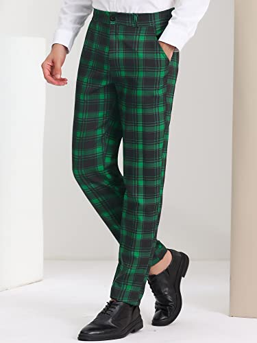 Lars Amadeus Men's Plaid Dress Pants Casual Slim Fit Checkered Business Trousers2