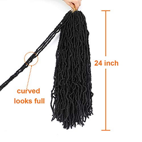 Sambraid 24 Inch 7 Packs New Soft Locs Crochet Hair For Black Women, For Natural Butterfly Locks Style Crochet Hair, Black Curly And Pre -Looped Faux Locs Crochet Hair (24 Inch, 7Packs, 1B) #TOP2