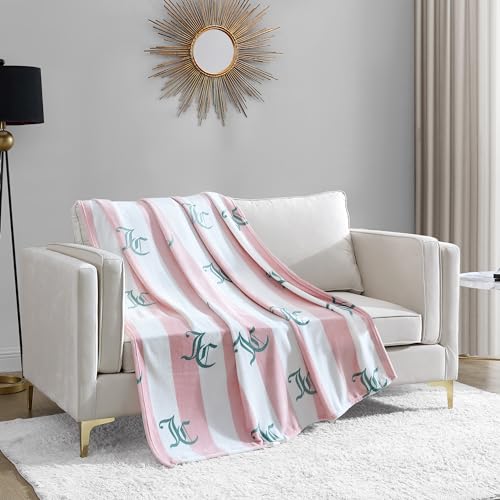 Juicy Couture Cabana Plüsch-Überwurfdecke, 127 x 178 cm, luxuriöse Mikrofaser-Plüschdecke für ultimativen Komfort und gemütliche Wärme – Ansicht 1