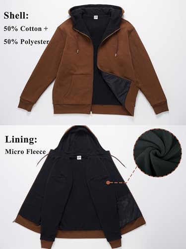 Men's Fleece Full-zip Hoodie Jacket Oversized Casual Warm Sweatshirt for Cold Weather with Pocket3