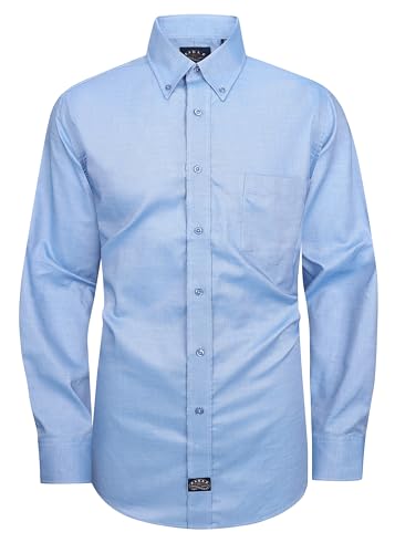 Eagle Men's Long Sleeve Oxford Button Down Shirt, Blue, Multiple Sizes, Regular Fit, Stretch Collar, Cotton3