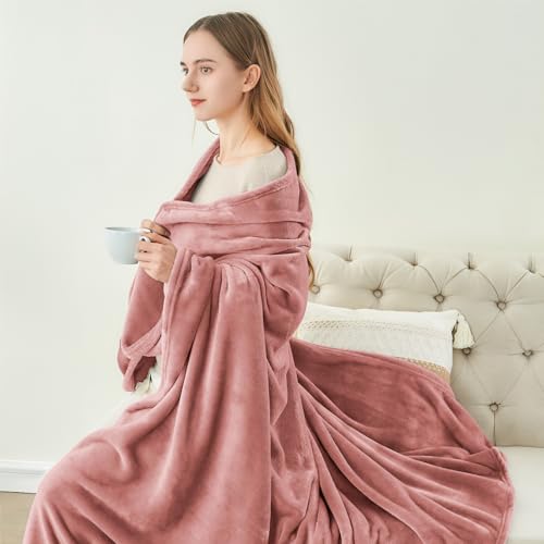 Image of BEDELITE Fleece Blanket Dusty Pink Throw Blankets for Couch & Bed, Luxury Plush Cozy Fuzzy Blanket 50x60 inches, Super Soft Warm Lightweight Throw Blanket for Travel Camping