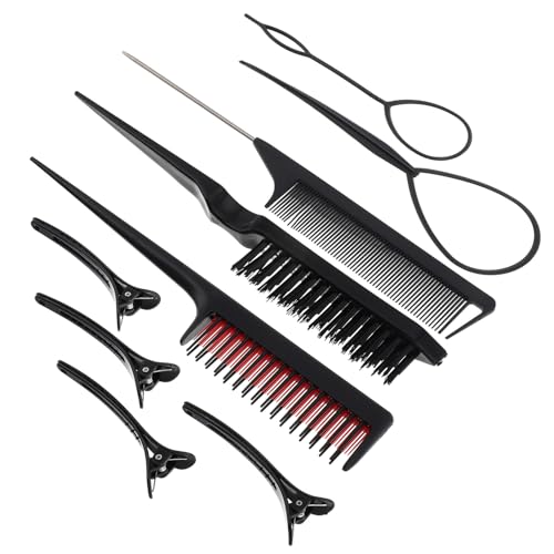 Healeved Peines para Mujer Multifuncionales Negros Herramientas Profesionales para Peinar y Cardar Peines de para Precisión y Desenredado Suave para Viaje Tipo de Cabello