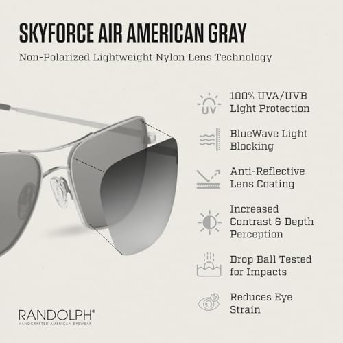 Image of Randolph Eyewear Archer Aviator Sunglasses for Men & Women - Non-Polarized & Polarized Lenses UV Protection Sunglasses