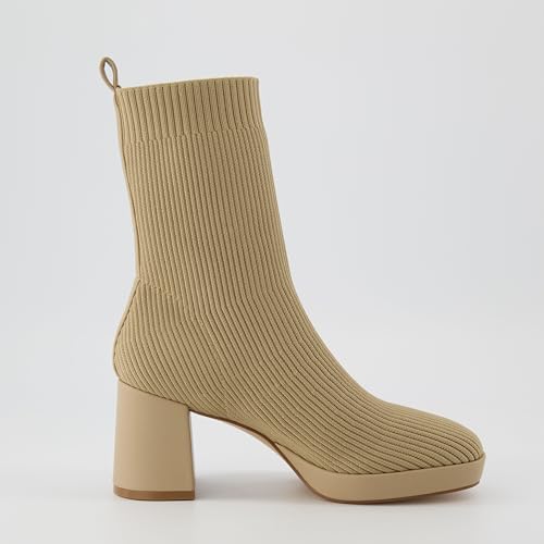 CUSHIONAIRE Women's Bancroft Stretch platform heel boot +Memory Foam, Wide Widths Available4