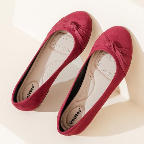 Image of Veittes Women's Wide Width Flat Shoes, Dressy Round Toe Slip On, Soft Comfortable Office Work Daily Walking Ballet Flats.