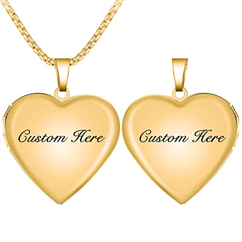 Fanery sue Personalized Heart Locket Necklace for Women That Holds Pictures Customizable Memory Photo Lockets Custom Any Photo Text&Symbols (Golden Glossy - Photo&Text) Fanery sue Personalized Heart Locket Necklace for Women That Holds Pictures Customizable Memory Photo Lockets Custom Any Photo Text&Symbols (Golden Glossy - Photo&Text)