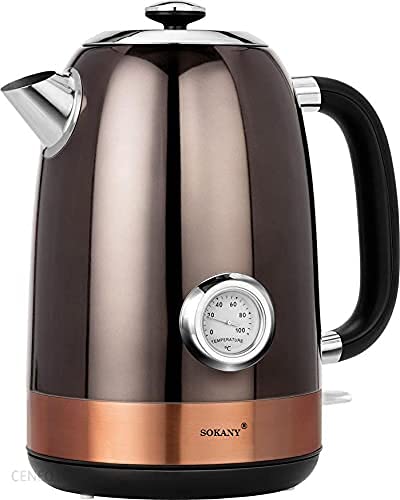 Inllex Electric Steel Kettle Retro Design Temperature Control 1.7 l Tea and Coffee Maker l 220-240V Elect