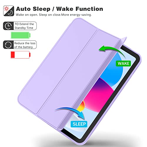Image of ToaPoia Case for iPad (A16) 11 Inch 2025 /iPad 10th Generation 10.9 Inch 2022, Slim Trifold Stand Protective Cover with Pencil Holder and Soft TPU Back,Support Auto Sleep /Wake (Clove Purple)