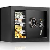 20L Safe Tresor für Zuhause, Digitaler MöBeltresor mit NotschlüSsel Batteriekasten, Klein Wandtresor mit Zahlenschloss für Medikamente Reisepass Dokumente