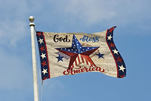 Patriotic God Bless America 4Th Of July House Flag 3X5 Ft Vertical Double Sided Blue Red Star Independence Day Memorial Day Banner Yard Outside Décor #TOP4