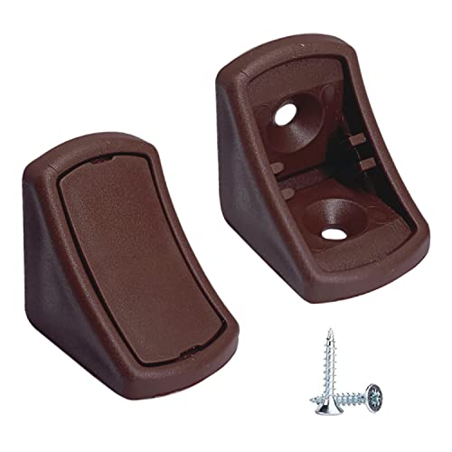 Confezione da 20 staffe per mensole marroni, 24 x 24 mm, giunti angolari per mobili, giunti angolari in plastica a 90 gradi, ad angolo retto, viti incluse (20, marrone)