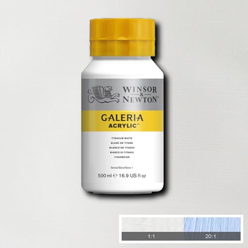 Image of Winsor & Newton Galeria Acrylic Colour - Jar of 500 ML - Titanium White (644) - Highly Pigmented Lightfast Artists' Acrylic Paints for Canvas, Wood, Fabric & Paper - More Colours Available