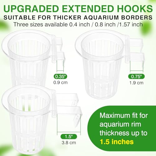 Image of Borlech New Upgraded Large Aquarium Plant Holder with 1.57-inch Extension Hooks and Suction Cups for Fish Tank Aquaponic Plant Cultivation and Aquascape Accessories Decorations (2 Pack) Transparent