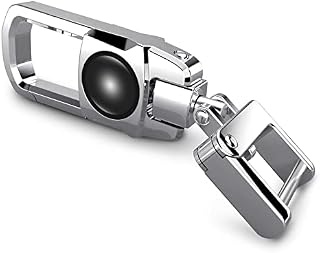 YALUGA Metal Car Keychain Keyring with Lo Compatible with, Silver Car Key Ring Replacement Accessories for Men Women