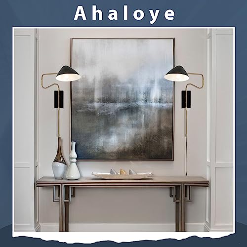 Image of Modern Plug in Wall Sconces, Black Swing Arm Wall Lights with ON /Off Switch Cord for Bedroom Living Room