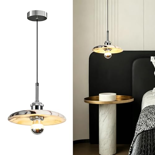 Lámparas de mármol colgantes de lujo natural con cúpula minimalista de diseño para dormitorio