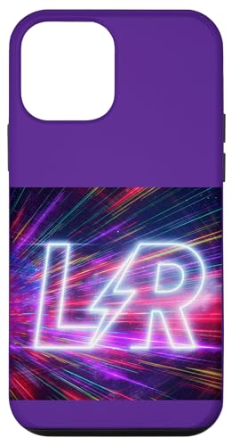 LR Lightning Lettermark ? Retro Synthwave Typography Art �X�}�z�P�[�X iPhone 12 mini �p