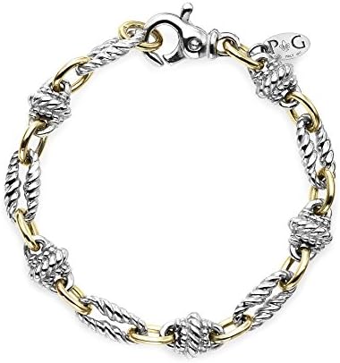 18k Yellow Gold And Sterling Silver Oval Link Bracelet, 7.5"