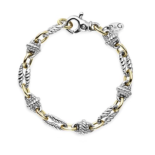 18K Yellow Gold And Sterling Silver Oval Link Bracelet, 7.5" #TOP1