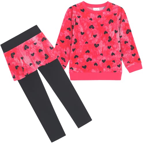 Image of Girls Valentine's Day Outfit Heart Love Print Sweatshirt Kids Girls Clothes Set