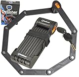 DeSicher® Segmental-Lock 100 cm – Premium Faltbares Fahrradschloss aus gehärtetem Stahl, Hochsicherer Diebstahlschutz, mit Halterung & 2 Schlüsseln – Schwarz | Fahrrad, E-Bike, E-Scooter, Motorroller