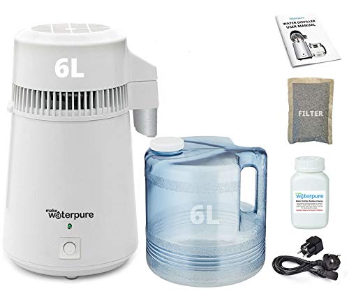 6 liter Deluxe Waterdistilleerder door Water Pure, 3 jaar Filters Gratis!, 2 jaar garantie, 2020 Machine!, Grote capaciteit!