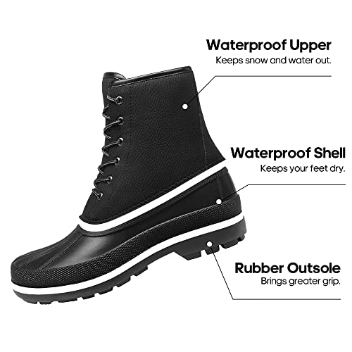 Nortiv 8 Men's Winter Snow Boots - Classic Duck Boots Waterproof Insulated Slip Resistant Work Lightweight Hiking Boot Black Size 11 Snsb229M #TOP3