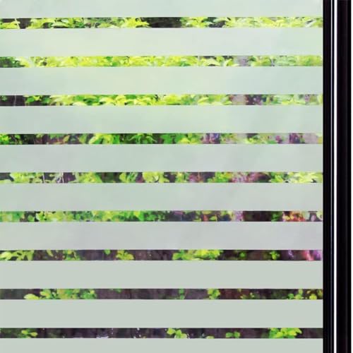 Qualsen Película de la Ventana de privacidad Frosted Stripe Window Glass Films (44.3 x 200 cm, Franja Gruesa)