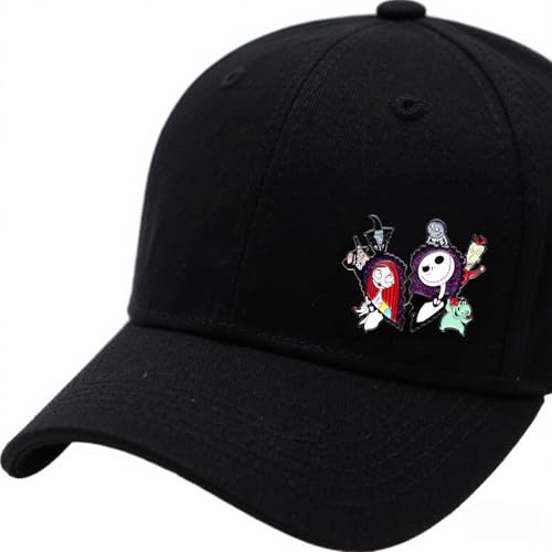 Image of 2 Pcs Halloween Town Enamel Pins Set - Spooky Skeleton & Stitched Doll Lapel Pins, Gothic Cartoon Brooch for Backpacks, Hats, Jackets, Holiday Cosplay Costume Accessories, Gift for Horror Movie Fans