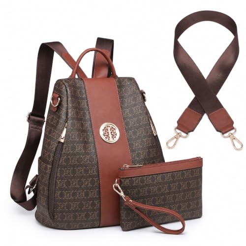 Image of Women Fashion Backpack Purse Multi Pockets Anti-Theft Rucksack Travel Shoulder Bag Handbag
