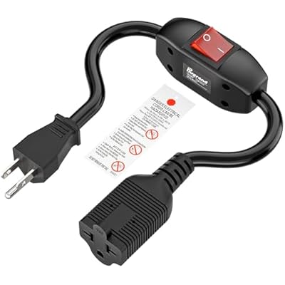 Inline On/Off Switch 4 in 1 Extension Cord, Plugrand 12AWG 3 Prong Extrension Cords Heavy Duty 23A 125V, NEMA 5-15P to 5-15R/5-20R/6-15R/6-20R Cord, Double Break Switch Extender Cable, 40CM Cord