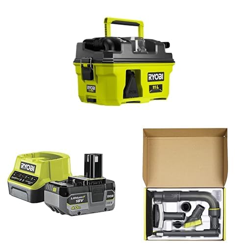 Ryobi - Aspirateur eau et poussière 18V - 105 AW - 1500 L/min - 11 L- livré avec un kit 6...