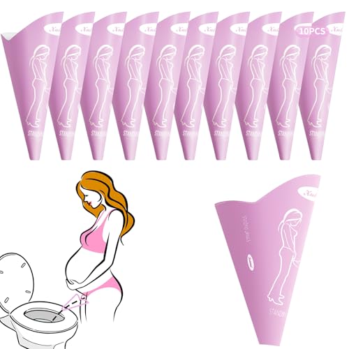 FAMJOALE Disposable Female Urination Device, 10PCS Portable Pee Funnel for Women, Portable Standing Pee Pocket Cup, Waterproof Foldable Outdoor Travel Urinal Toilet for Camping Hiking Pregnant