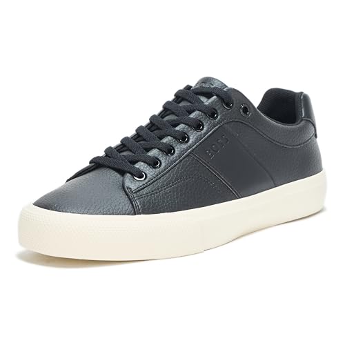 Image of BOSS Men's Aiden Logo Block Leather Low Top Sneakers | Casual Shoes