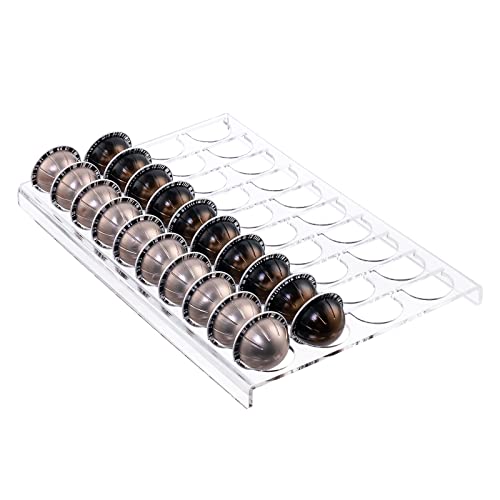 SUMERFLOS Coffee Pod Holder Storage Tray 15.75"L x 10.23"W Compatible with Vertuoline Capsule, Drawer Insert Organizer Holds 40 Pods Drawer of Kitchen, Home, Office - Clear