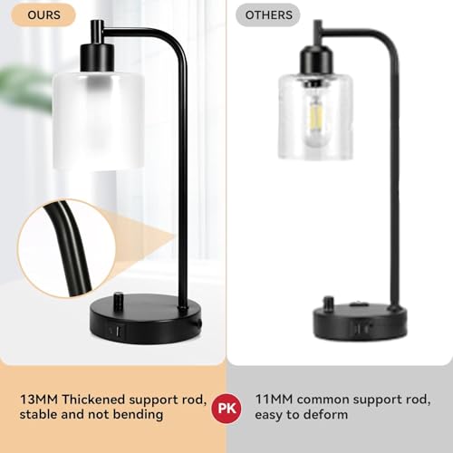 MIAOLIAN Bedside Lamps Set of 2,Dimmable Table Lamps with Eye-Caring Frosted Glass Shade for Bedrooms,USB & AC Outlets Charging Port,Nightstand Industrial LED Desk Lamps for Reading Living Room Office - Cosy Home Interiors MIAOLIAN Bedside Lamps Set of 2,Dimmable Table Lamps with Eye-Caring Frosted Glass Shade for Bedrooms,USB & AC Outlets Charging Port,Nightstand Industrial LED Desk Lamps for Reading Living Room Office - Image 5