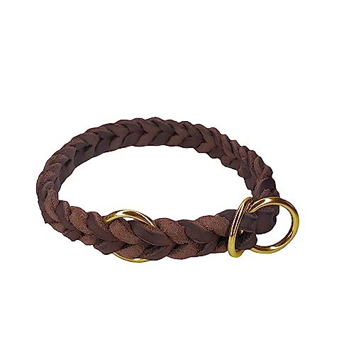 Hundehalsband Fettleder/Halsband ZugStopp Messing/kleine Hunde & große Hunde / 15mm / 20mm / 25mm / XXS - XL (50 Breite: 20mm, Braun)
