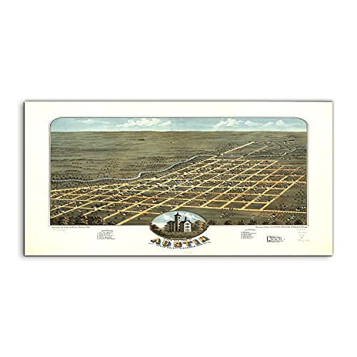 Tableau en verre acrylique Map of Austin Vintage 120x60cm design haut de gamme